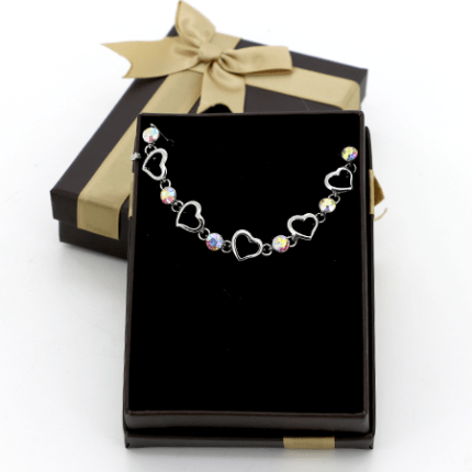 Bracelet Argent Strass Cœur